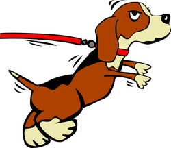 dog on leash gerald g. 01